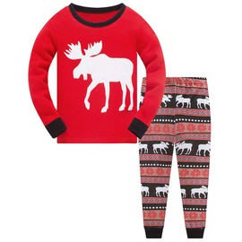 TEDD Children's Christmas Pyjamas Boys Pyjamas Long Sleeve Cotton Girls Two Piece Pyjamas Set Winter Sleepwear Size 1-12 Years, red, 7-8 Jahre