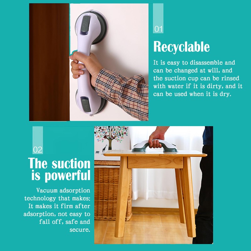 2 Pack Suction Grab Rails for Bathroom, 12 inch Shower