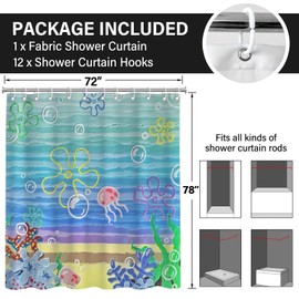 TSLOVER Anime Shower Curtains, Ocean Bathroom Curtain,Cute Shower Curtains for Bathroom,Funny Bath Curtain Decor,72x78 Inches