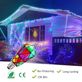 Kitmose 4 Pack Stained Glass Light Bulbs, LED Edison Light Bulb E26 3.5W Replacement Light Bulbs Tiffany Style for Bedroom Living Room Home Christmas Decoration