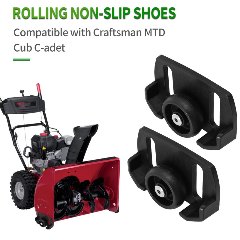 Set of 2 Universal Roller Wheel Skid Snow Thrower Shoes,