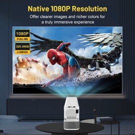Mini Projector, Support 4K 1080P Full HD Projector with WiFi and Bluetooth, 30''-200'' Screen Portable Projector Auto Keystone Correction Compatible with TV Stick HDMI/USB/Smartphone/PC/Laptop