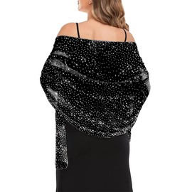 Yeshape Black Shawl Formal Black Hijab Lace Scarf Velvet Shawl Black Silk Scarf for Women Pashmina Wraps for Women Rave