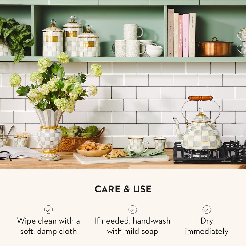 MACKENZIE-CHILDS Large Enamel Canister, Kitchen Storage Container for Flour and