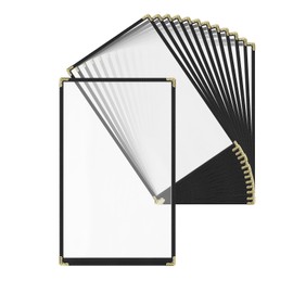 Goodsmart 12 Packs Cafe-Style Menu Covers, 1Page/2Views Standard 11''x 17”Menu Holders, Durable Double-Stitched Edge, Crystal Clear Vinyl Protection, Easy-Insert Design Ideal for Restaurants(12PCS)
