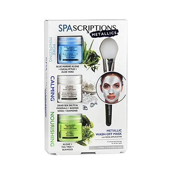 Spa Scriptions Metallics Calming Metallic Wash-Off Mask Set, 3 Masks: