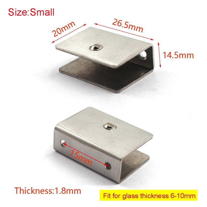 Glass Clamp Bracket 6-10mm Stainless Steel Glass Shelf Clips Wall