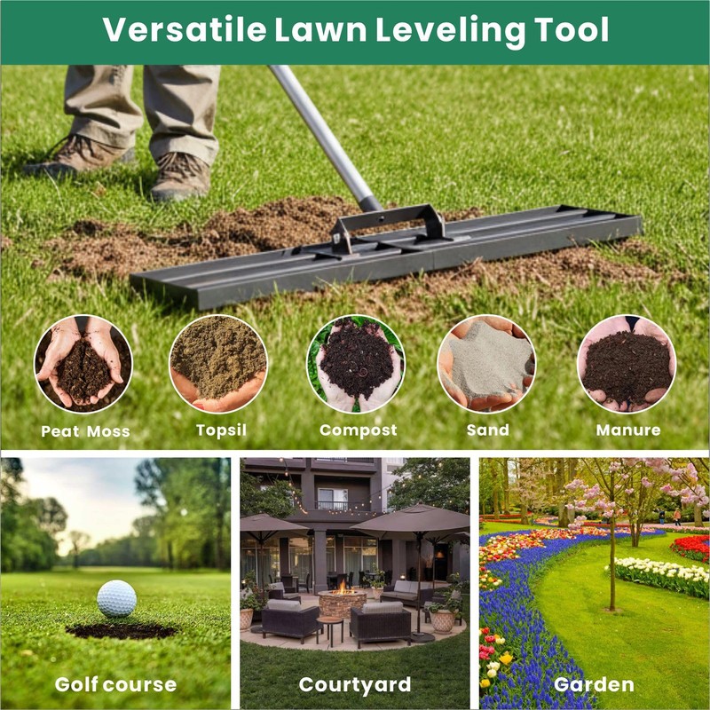 CRMCC Lawn Leveling Rake 30" x 10" with 78" Adjustable