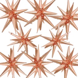 LUMOSIA 8 Pcs Star Balloons,One-Piece Rose gold Foil Explosion Balloons 4D Decoration Balloons for Birthday Bachelorette party Baby Shower Christmas Wedding