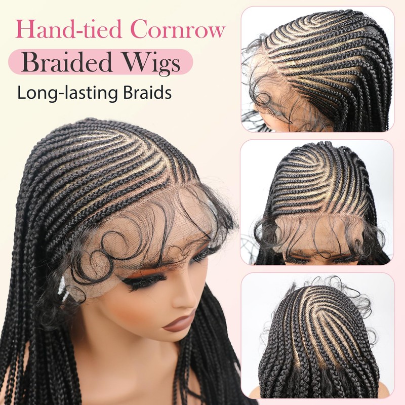 lumeng 13X6 HD Lace Front Cornrow Braided Wigs for Women