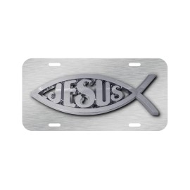 NEW Jesus Fish God Bible Christian Cross Plate CAR SUV Truck