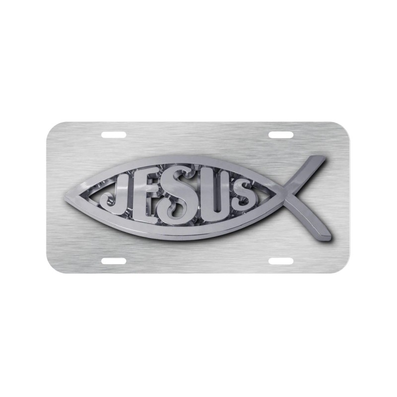 NEW Jesus Fish God Bible Christian Cross Plate CAR SUV