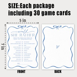 HIWGGSP 5" X 7" Minimalism Bow Bridal Shower Game Cards - Would She Rather - 30Pcs Double-Sided Fill-in Wedding Game Cards, Engagement & Wedding Party, Activities & Decor - C01