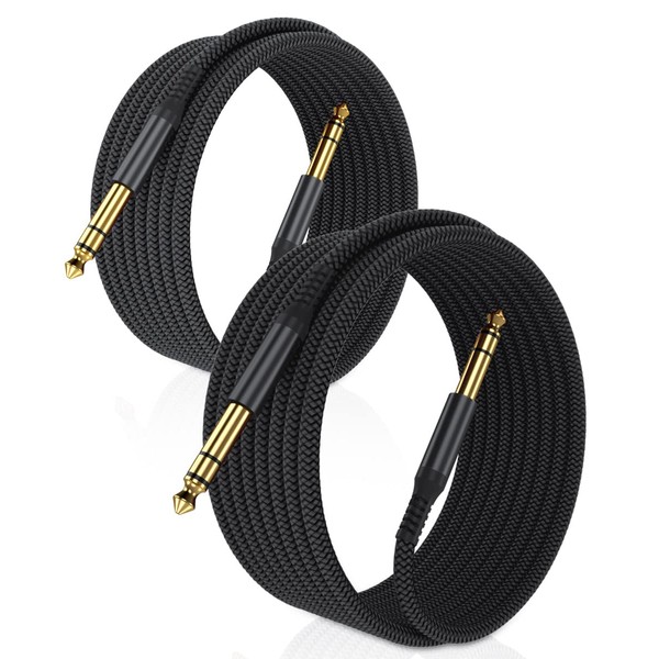 Elebase Elebase 1/4 Inch TRS Instrument Cable 30ft 2-Pack,Straight 6.35mm