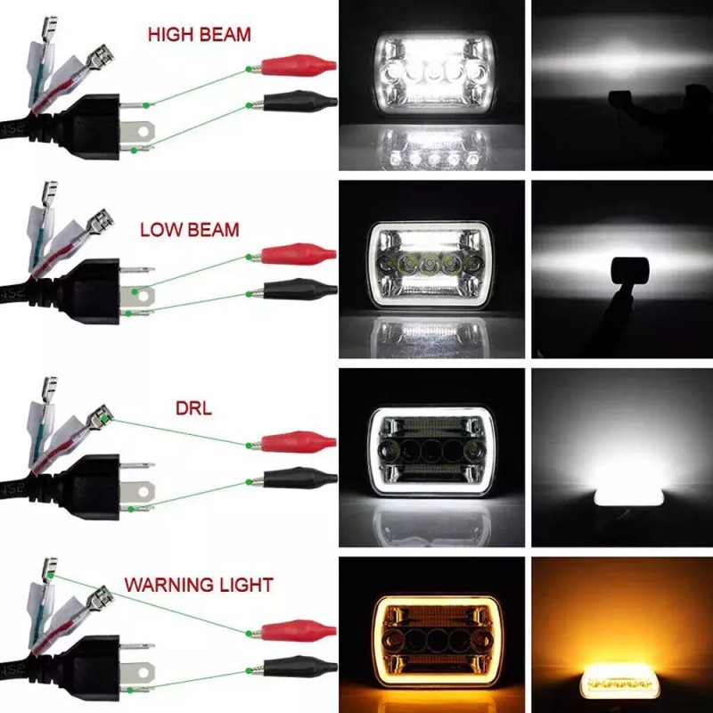 Bricologht Pair 5x7" 7x6" LED Headlights Hi/Lo Sealed Beam For