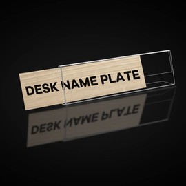 12 Pack 10"W x 2"H Acrylic Office Name Plates Name Labels for Desks, Horizontal Slant Back Clear Desk Sign Holder for Table Display
