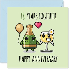 18th Anniversary Card for Women Men - 18 Years Together - Happy 18 Year Anniversary Card for Partner Girlfriend Boyfriend Husband, 145mm Wedding Anniversaries Greeting Cards