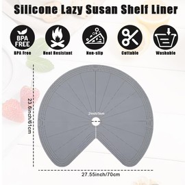 2 PCS 28" Lazy Susan Shelf Liner, Jaxbo Silicone Lazy Susan Liner for Dual Tier Pie Cut Organizer,Non-Slip Thermal Protection Mat