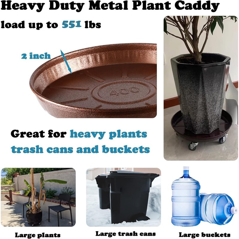3 Packs 18” Metal Plant Caddy with Wheels Extra-large Rolling