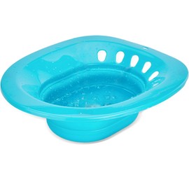 Pochik Sitz Bath, Sitz Bath for Toilet Seat, Postpartum Care, Hemorrhoids Relief, Sits Bath Kit for Women, Collapsible, Flusher Hose, Wider Seating Area, Deeper Bowl (Ocean Blue)