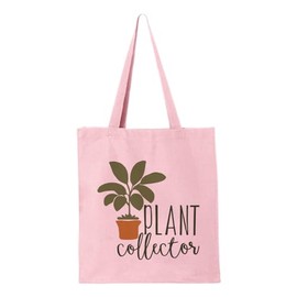 TeesAndTankYou Plant Collector Canvas Tote Bag Reusable Grocery Bag for Shopping and Travel (Pink)