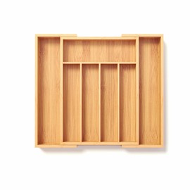 Fibogollo Expandable Kitchen Drawer Organizer,Silverware Organizer, Bamboo Drawer Organizer For Utensils,Adjustable Wood Flatware Tray in Drawer,Kitchen Organizers and Storage (13.77*10.23~16.53*1.96)
