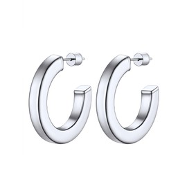 Open Hoop Earrings for Women Thick Chunky Hypoallergenic 30MM Silver