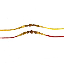 Set of Two Rudrksha Rakhi Thread. Rakhi, Raksha Bandhan Gift for your Brother Vary Color and Multi Design Assorted Rakhi
