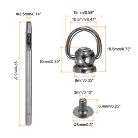 sourcing map 12pcs Metal Studs Rivets 8mm D-Ring Button Rivets with Leather Hole Punch for Leather Craft, Black
