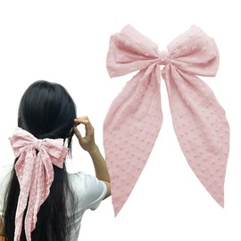 Big Hair Bow Clips for Women Girls Large French Bowknot Hair Clip Hair Ribbon Big Bows Hair Clip Hair Accessories Barrette Bowknot with Long Tail for Women Girls Pink Bows Hair Clips