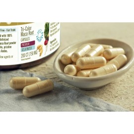 Gelatinized Premium Maca Root Capsules – Certified Organic, Fair Trade, Non-GMO – Natural Energy & Vitality Booster, Hormonal Balance & Stress Relief Supplement for Men & Women, 60 Capsules