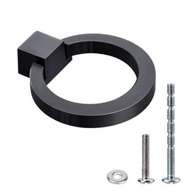 WEAVERBIRD Cabinet Knobs Zinc Alloy Ring Drawer Pulls 1.57" Diameter Matte Black Round Drawer Handles for Kitchen Cupboard Door Dresser Drawer Wardrobe - 2 Pack