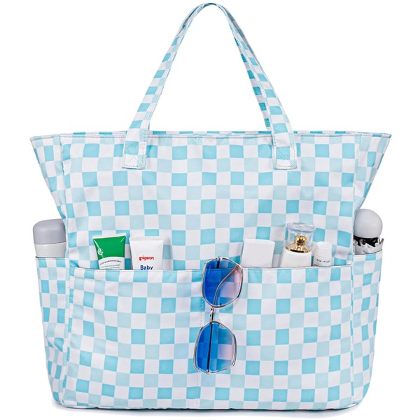 LEDAOU Large Beach Tote Bag Women Waterproof Sandproof Zipper Beach