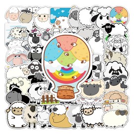 AUCEKO Pack of 50 Sheep Stickers Pack Sheep Sticker Set Waterproof Vinyl Stickers for Laptop Children Cars Motorcycle Bicycle Skateboard Luggage Suitcase Computer Sticker Graffiti Decal