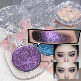 Glitter Eyeshadow Purple Shimmer Black Cream Eye Shadow, Soft Smooth Highly Pigmented Shimmering Smokey Eyeshadow For Women Makeup, Single Eye Shadow Cool Make-Up Palettes