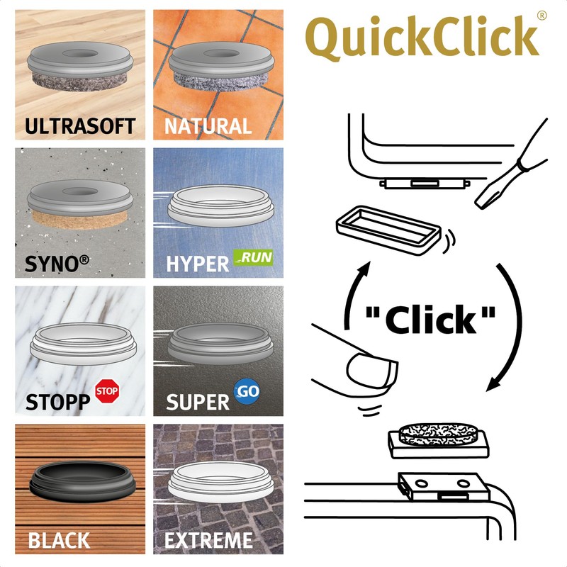 Wagner QuickClick® Plastic Gliders, Furniture Glides, Chair Glides, Set of