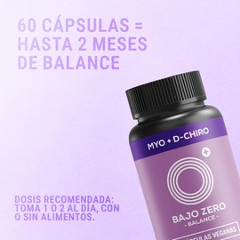 Bajo Zero Balance – Myo Inositol 450 mg + D-Chiro Inositol 50 mg | Fórmula 9:1 Clínicamente Respaldada | Equilibrio Hormonal y Metabólico | 60 Cápsulas Veganas | Sin Gluten