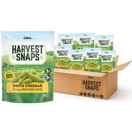 Harvest Snaps Veggie Chips (White Cheddar Snack Crisps) | Powered by Plant Protein, Gluten Free Baked Vegetable Crisps | Made in USA (8 Snack Packs)