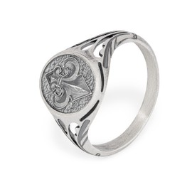NKlaus Signet Ring Bourbon Lily 925 Silver Men's Ring Templar Knight Finger Ring Fine Structure Timeless Charm, Precious metal