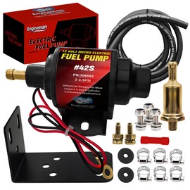 ENGINEMAN Gasoline Electric Fuel Pump Universal 12V 1-2A 28GPH 2-3.5 PSI Operating Fuel Pressure with 5/16 Inch (8mm) ID Fuel Line Hose 6.56FT