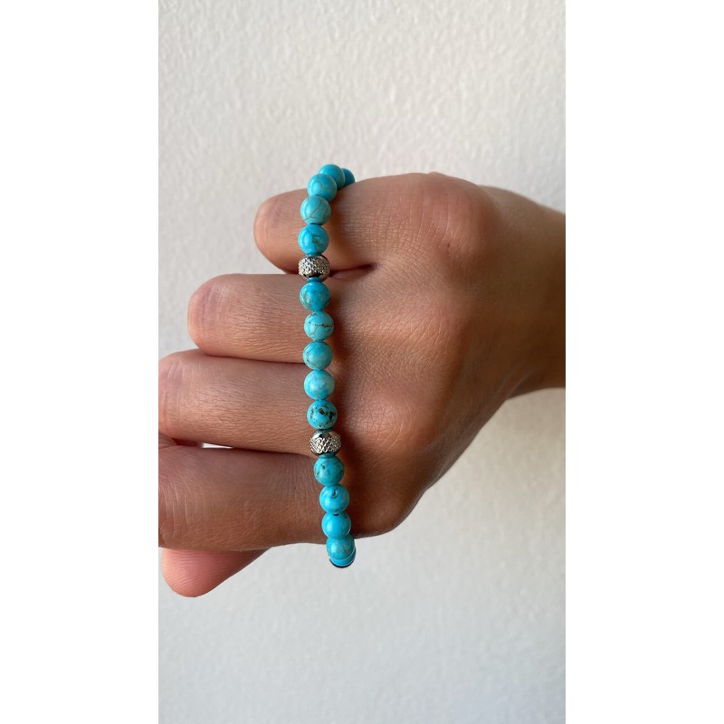 10:10 Stainless Steel Bracelet and 6 mm Turquoise Stones Bracelet