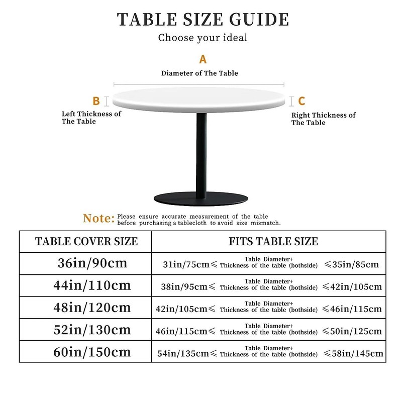 Outdoor Round Tablecloth with Elastic Band, Diameter 44 inches (110