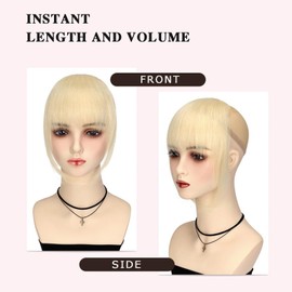 VANANGA French Hair Bangs Clip on, Long Wispy Bangs Hair with Temples Natural Fringe Bangs Hair Clip Blonde Curtain Bangs Hair Piece Long Bangs Clip in Hair Extensions for Women(#613C)