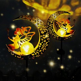 2 PCS Sun Solar Garden Lights Outdoor Decor, Waterproof Metal Decorative Stakes for Patio Yard, Decorations-Unique Gift Ideas for Gardening