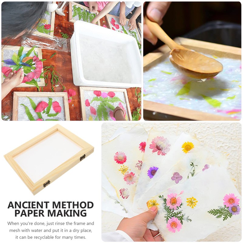 Lurrose Wooden Papermaking Screen and Deckle Wooden Paper Making Frame