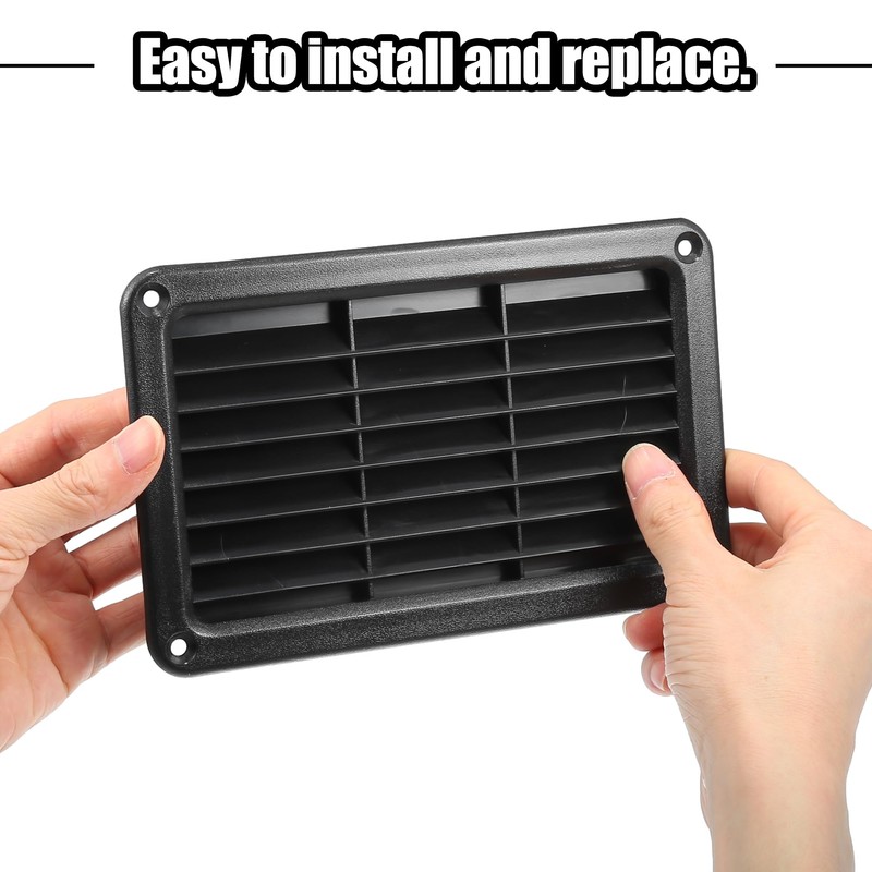 X AUTOHAUX 19X12cm Rectangular Black RV Air Vent Panel Ventilation