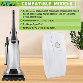 10 Pack 53294 Style O HEPA Cloth Vacuum Bags Replacement for Kenmore Progressive Upright Vacuum Cleaners,Type O Bag for Kenmore 5068 50105 53294 BU1017 31140 31150, Part 20-50690