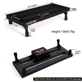 Ghost Fire Guitar Pedal Board Aluminum Alloy 1.5lbs Super light Effect Pedalboard19.7''x7'' with Carry Bag SPL-02 and Power Supply Adapter GA-8