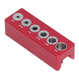 Round Wood Dowel Jig, Aluminum Alloy Drill Guide Block for 1/8in 3/16in 1/4in 5/16in 3/8in 1/2in Holes, Accurate Drilling Tool with Quick Positioning for Woodworking