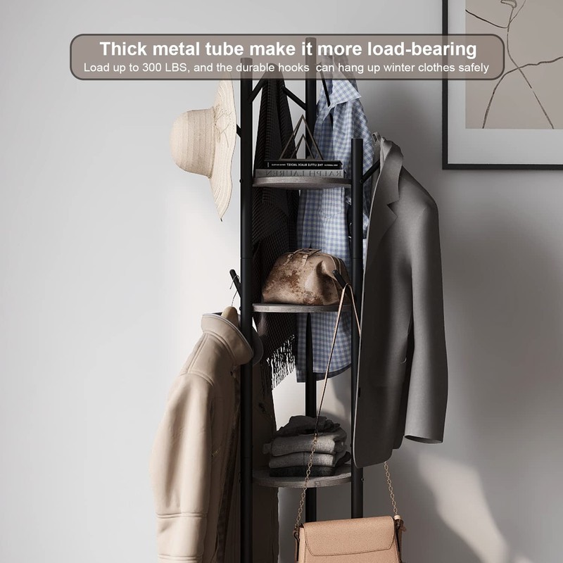 Espelism Rotary Coat Rack Freestanding Metal Coat Hall Tree Stand